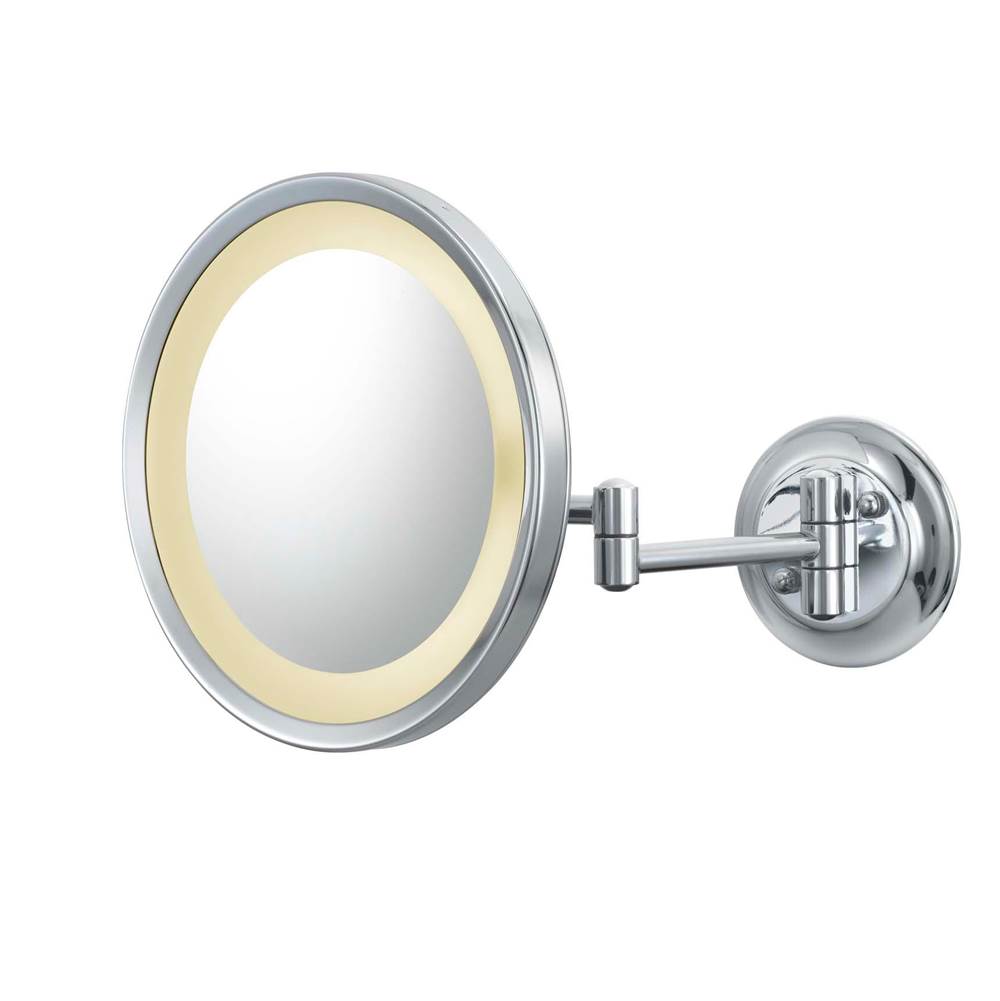 Aptations Round Magnified Mirror With Switchable Light Color in Brushed Nickel