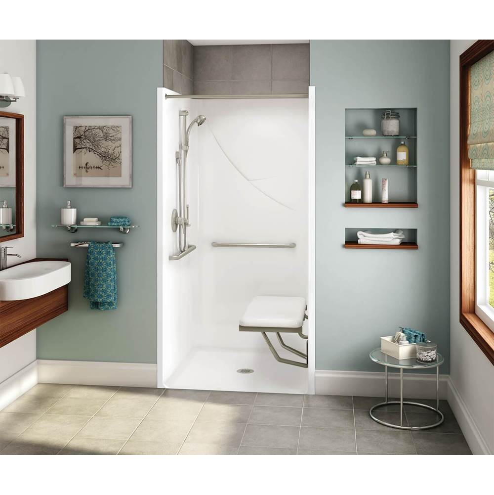 Aker OPS-3636 RRF AcrylX Alcove Center Drain One-Piece Shower in Biscuit - MASS Compliant