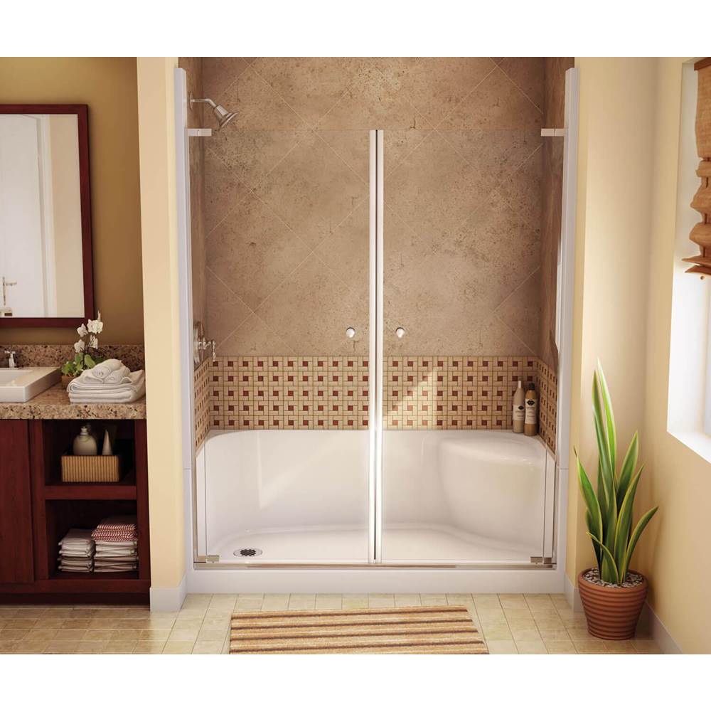 Aker SPS 3060 AcrylX Alcove Left-Hand Drain Shower Base in Sterling Silver