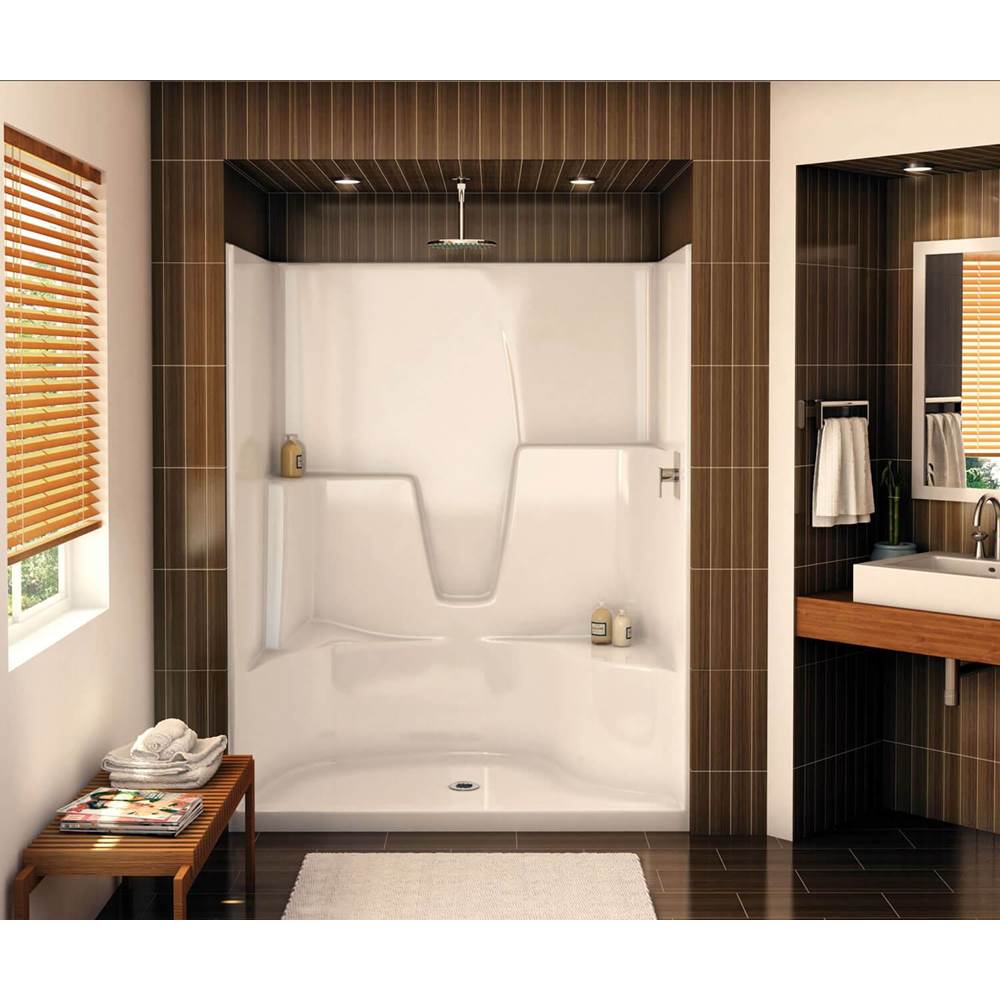 Aker SHLS/RS-60 AFR AcrylX Alcove Right-Hand Drain One-Piece Shower in Sterling Silver