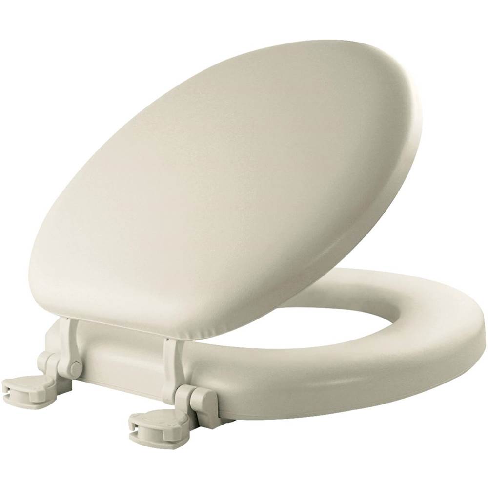 Bemis Mayfair Round Cushioned Vinyl Soft Toilet Seat in Biscuit with STA-TITE® Seat Fastening System™ and Easy-Clean® Hinge