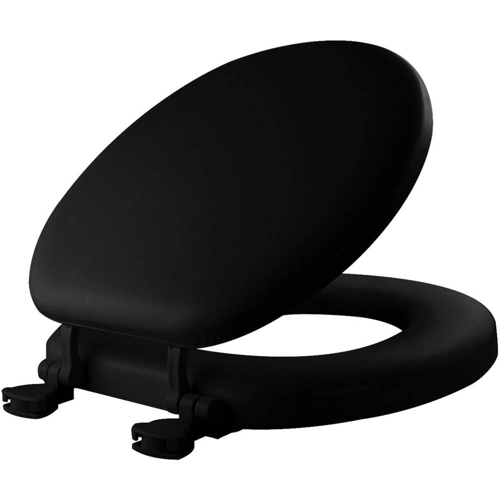 Bemis Mayfair Round Cushioned Vinyl Soft Toilet Seat in Black STA-TITE® Seat Fastening System™ and Easy-Clean® Hinge