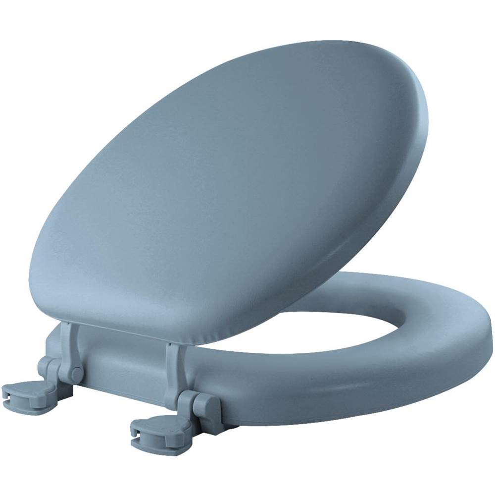 Bemis Mayfair Round Cushioned Vinyl Soft Toilet Seat in Sky Blue STA-TITE® Seat Fastening System™ and Easy-Clean® Hinge