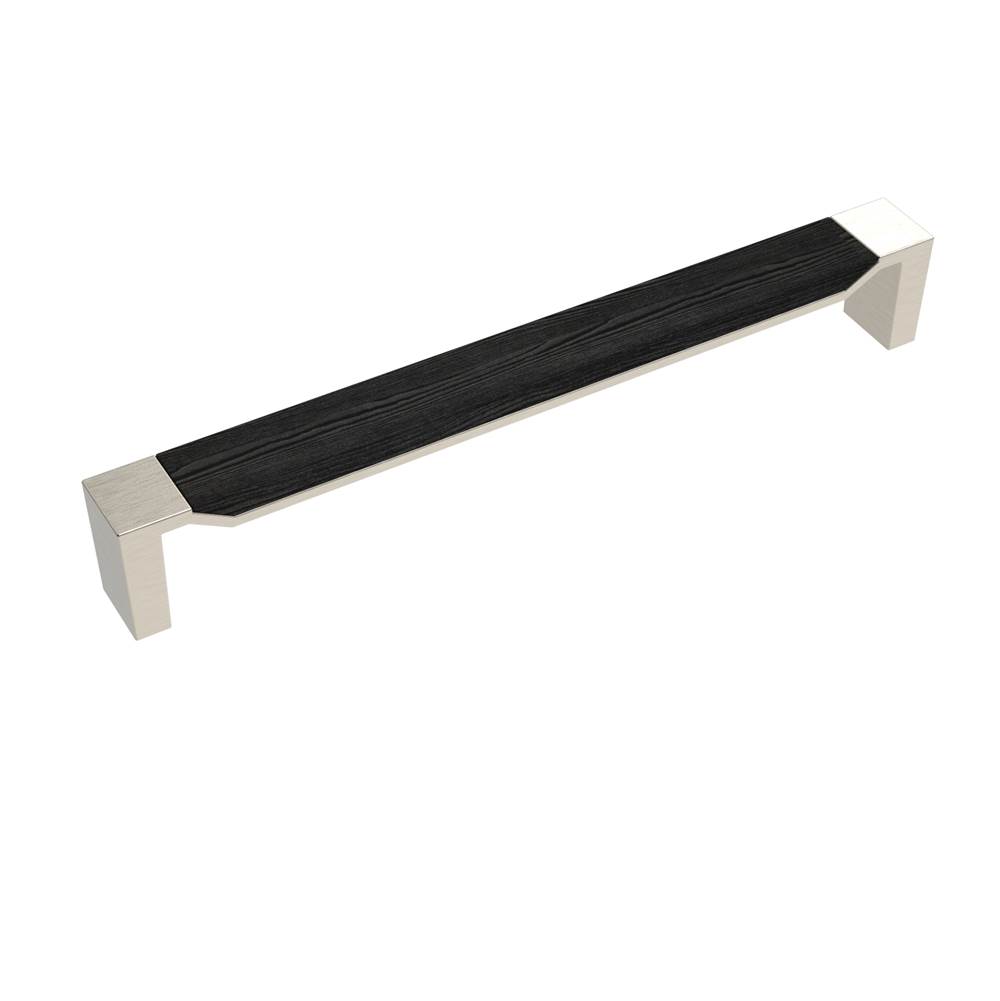 Belwith Keeler Fuse Collection Appliance Pull 12 Inch Center to Center Satin Nickel with Black Wood Finish