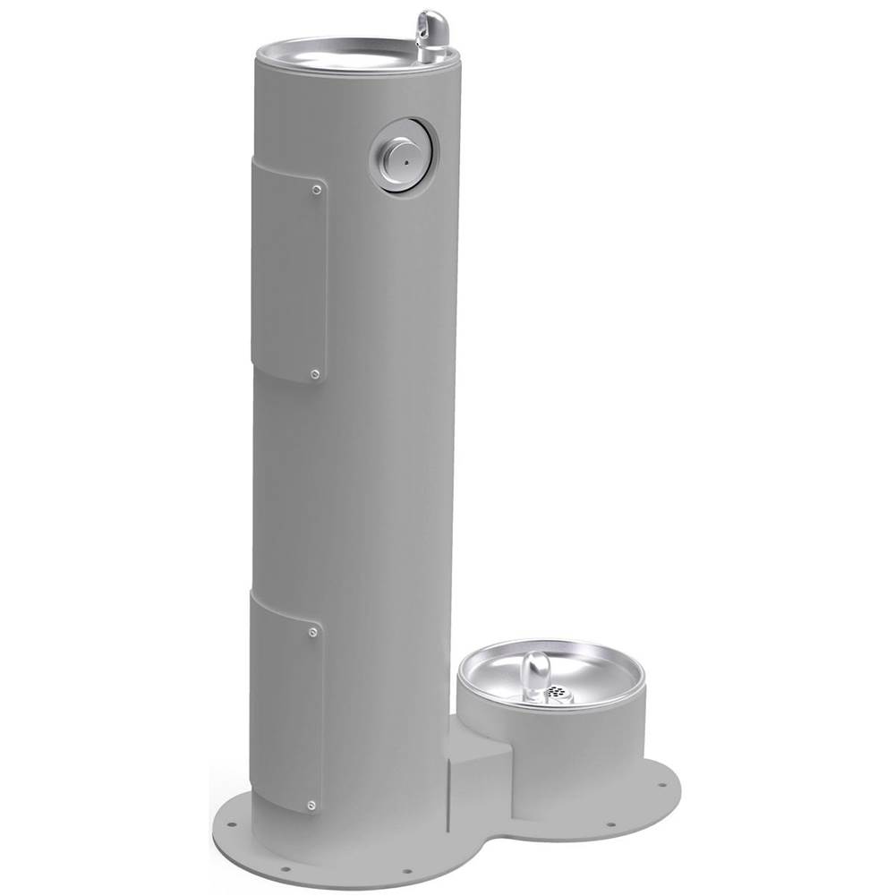 Elkay Outdoor Fountain Pedestal with Pet Station Non-Filtered, Non-Refrigerated Gray