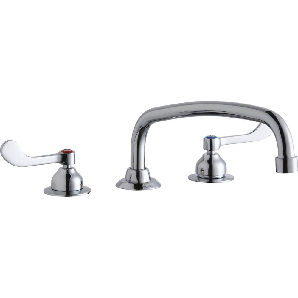Elkay 8'' Centerset with Concealed Deck Faucet with 12'' Arc Tube Spout 4'' Wristblade Handles Chrome