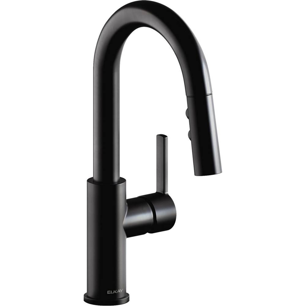 Elkay Avado Single Hole Bar Faucet with Pull-down Spray and Lever Handle, Matte Black