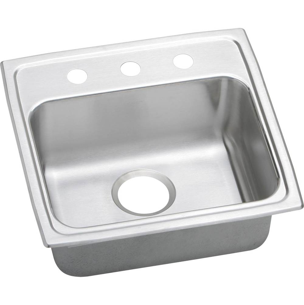 Elkay Lustertone Classic Stainless Steel 19-1/2'' x 19'' x 5'', 1-Hole Single Bowl Drop-in ADA Sink with Quick-clip