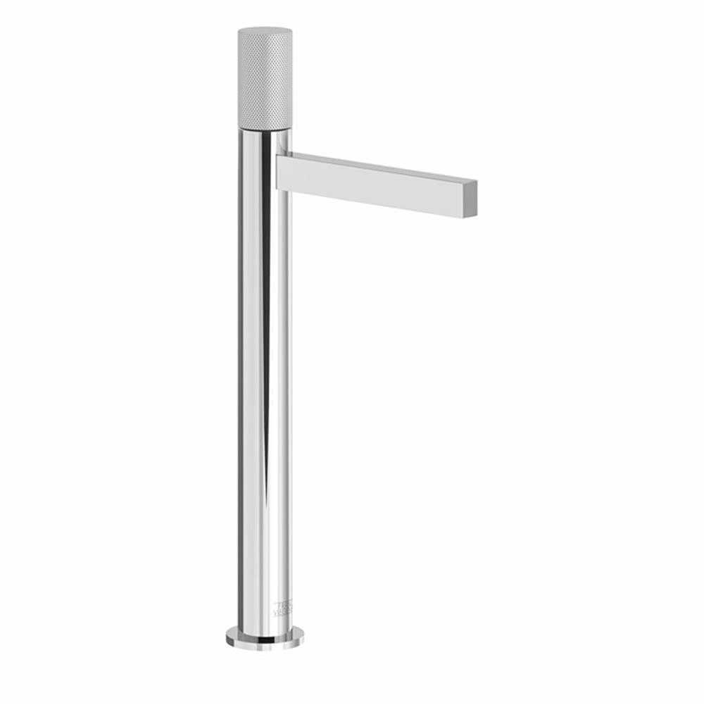 Franz Viegener Tall Vessel Height, Single Handle Luxury Lavatory Set, Knurling Cylinder Handle, With Push-Down Pop-Up Drain Assembly (No Lift Rod)