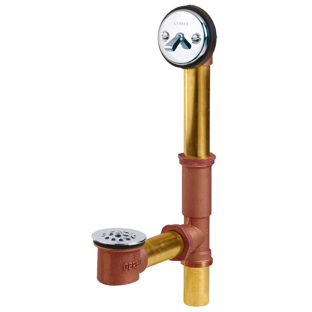 Gerber Plumbing Gerber Classics Trip Lever 20 Gauge Drain for Standard Tub with Female Outlet Tee & Retaining Ring Chrome