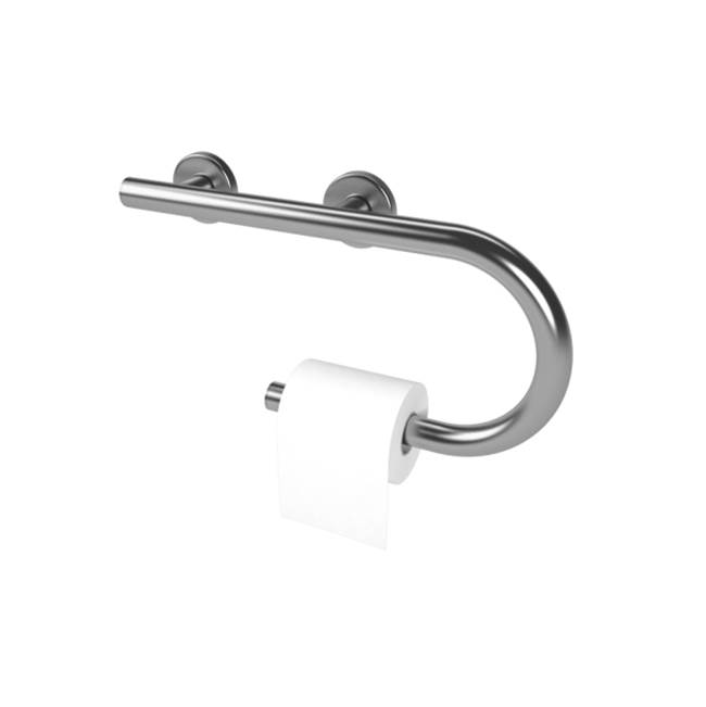 Health at Home Right Hand Grab Bar/Toilet Paper Holder. Brushed Stainless.