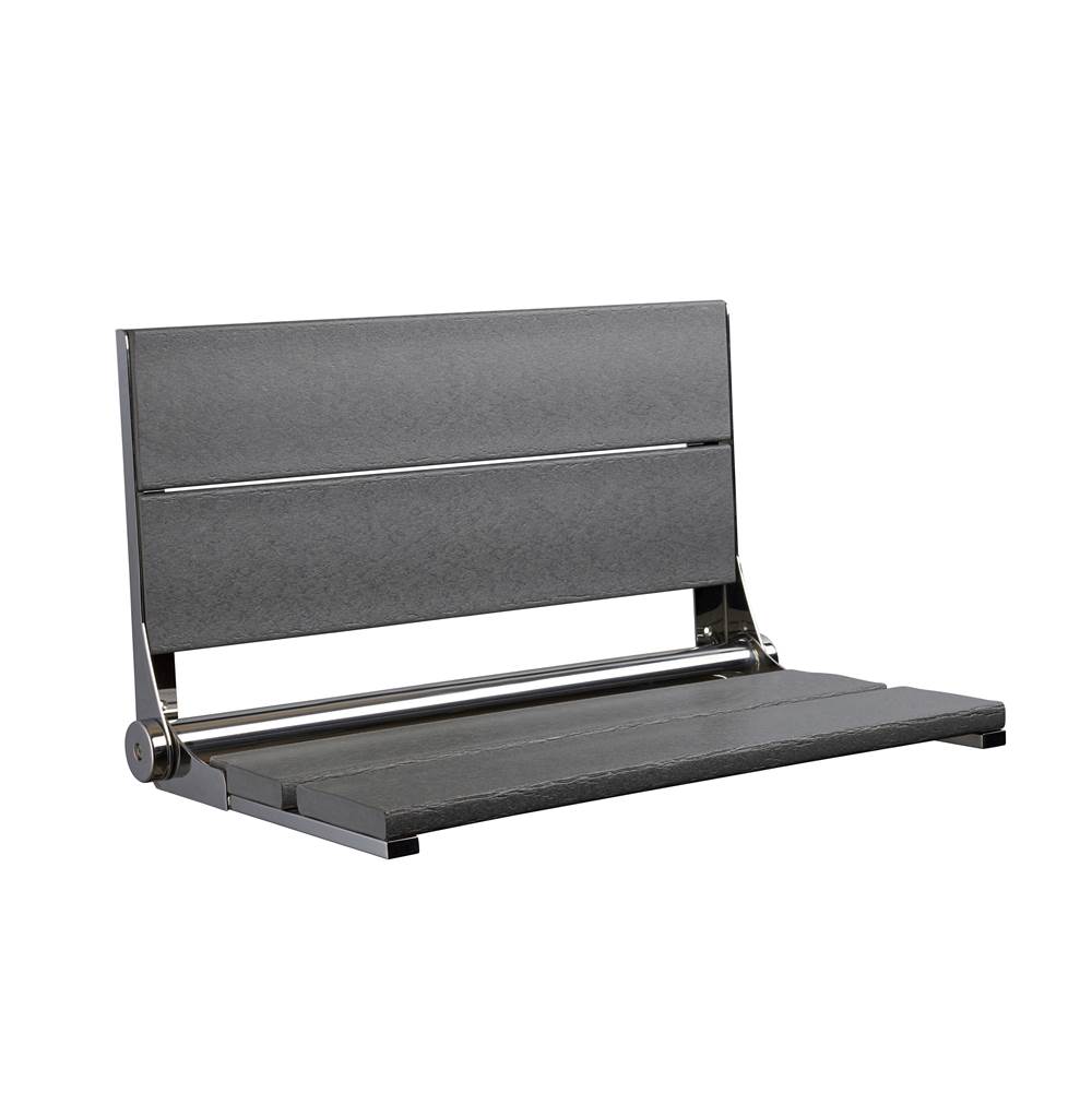 Health at Home 26'' Gray seat - Brushed SS frame, fold-up shower seat with mounting screws. Must secure to block