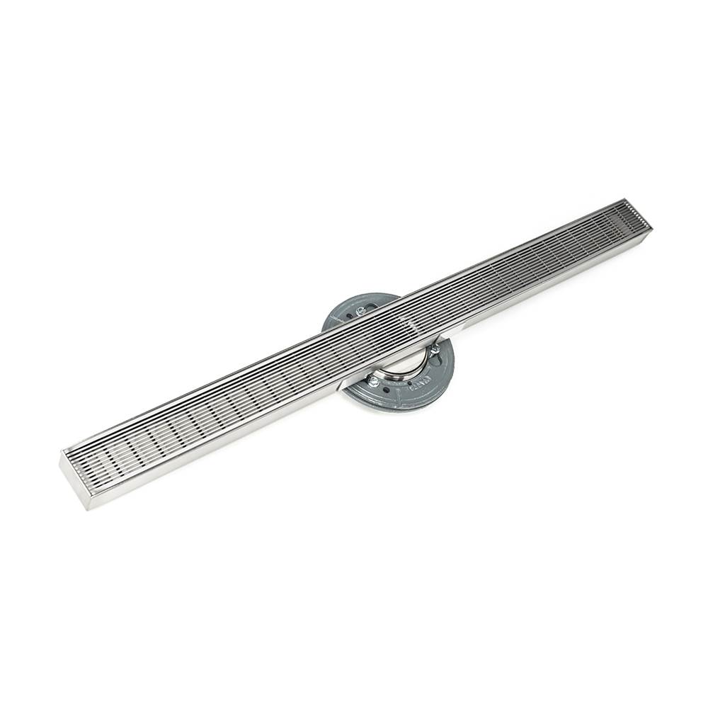 Infinity Drain 72'' S-Stainless Steel Series High Flow Complete Kit with 2 1/2'' Wedge Wire Grate in Polished Stainless with ABS Drain Body, 3'' Outlet