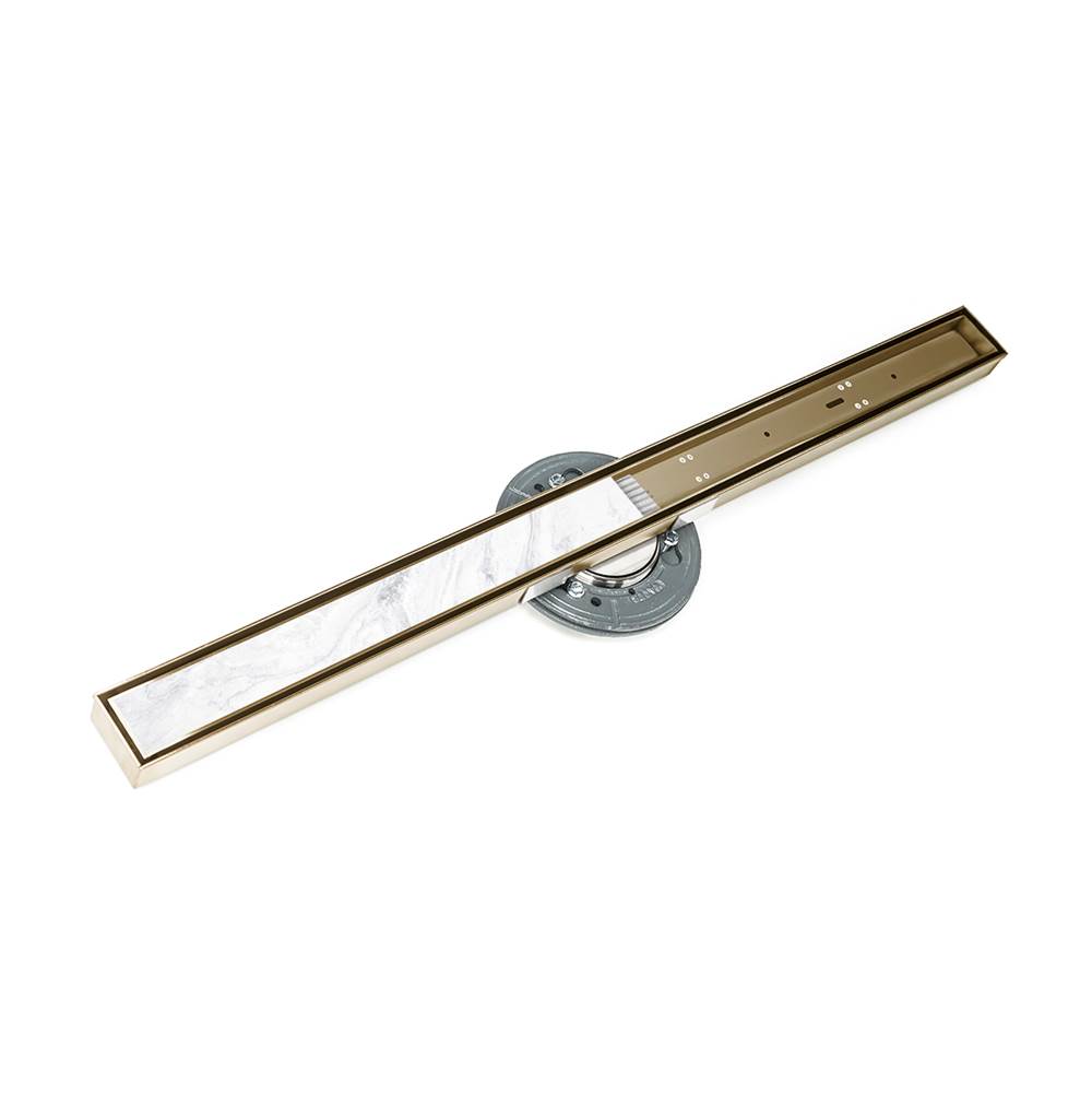 Infinity Drain 40'' S-Stainless Steel Series High Flow Complete Kit with Tile Insert Frame in Satin Bronze with Cast Iron Drain Body, 3'' No Hub Outlet