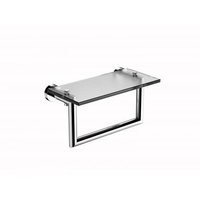 Kartners OSLO - 10-inch Glass Shelf with Towel Rail-Brushed Nickel