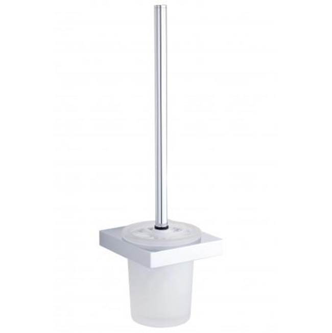 Kartners BERLIN - Wall Mounted Toilet Brush Set with Frosted Glass-Unlacquered Brass
