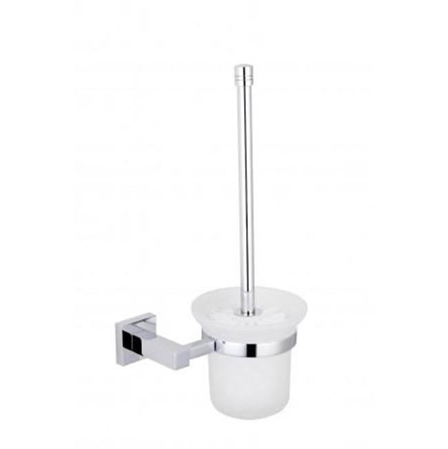 Kartners LONDON - Wall Mounted Toilet Brush Set with Frosted Glass-Polished Nickel