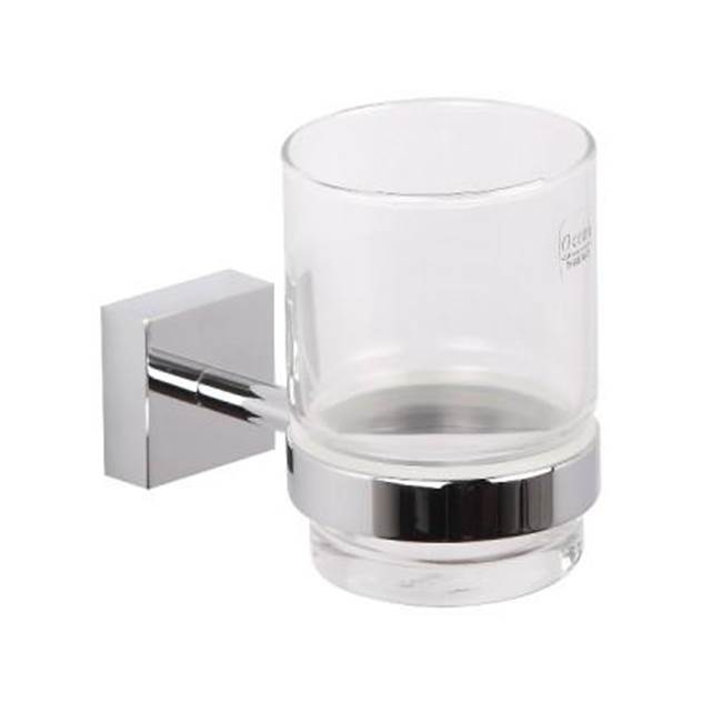 Kartners MADRID - Wall Mounted Bathroom Tumbler Cup & Toothbrush Holder with Frosted Glass-Antique Nickel