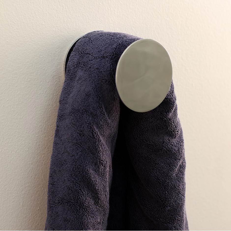 Lacava Wall-mount towel hook made of chrome plated brass. Diam: 4'', D: 3 1/4''.