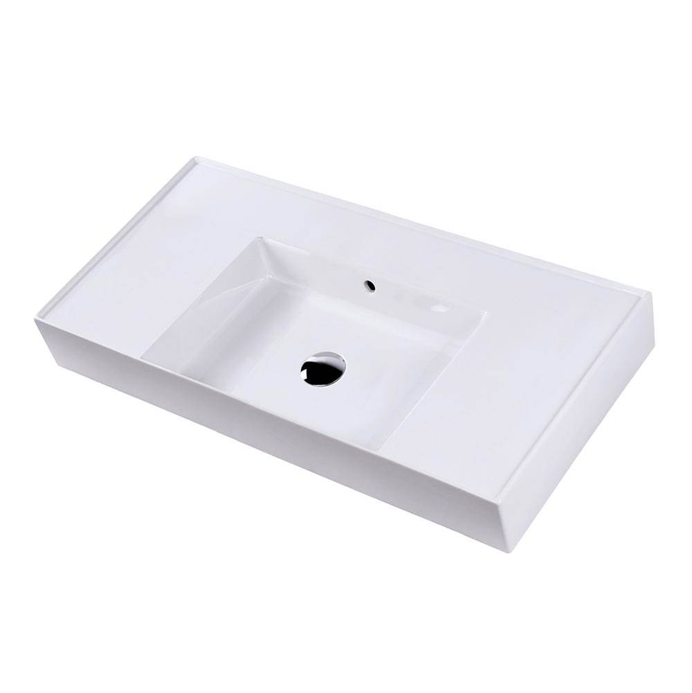 Lacava Wall-mount or vanity top porcelain sink with an overflow and a deck on the right-hand and left-hand side