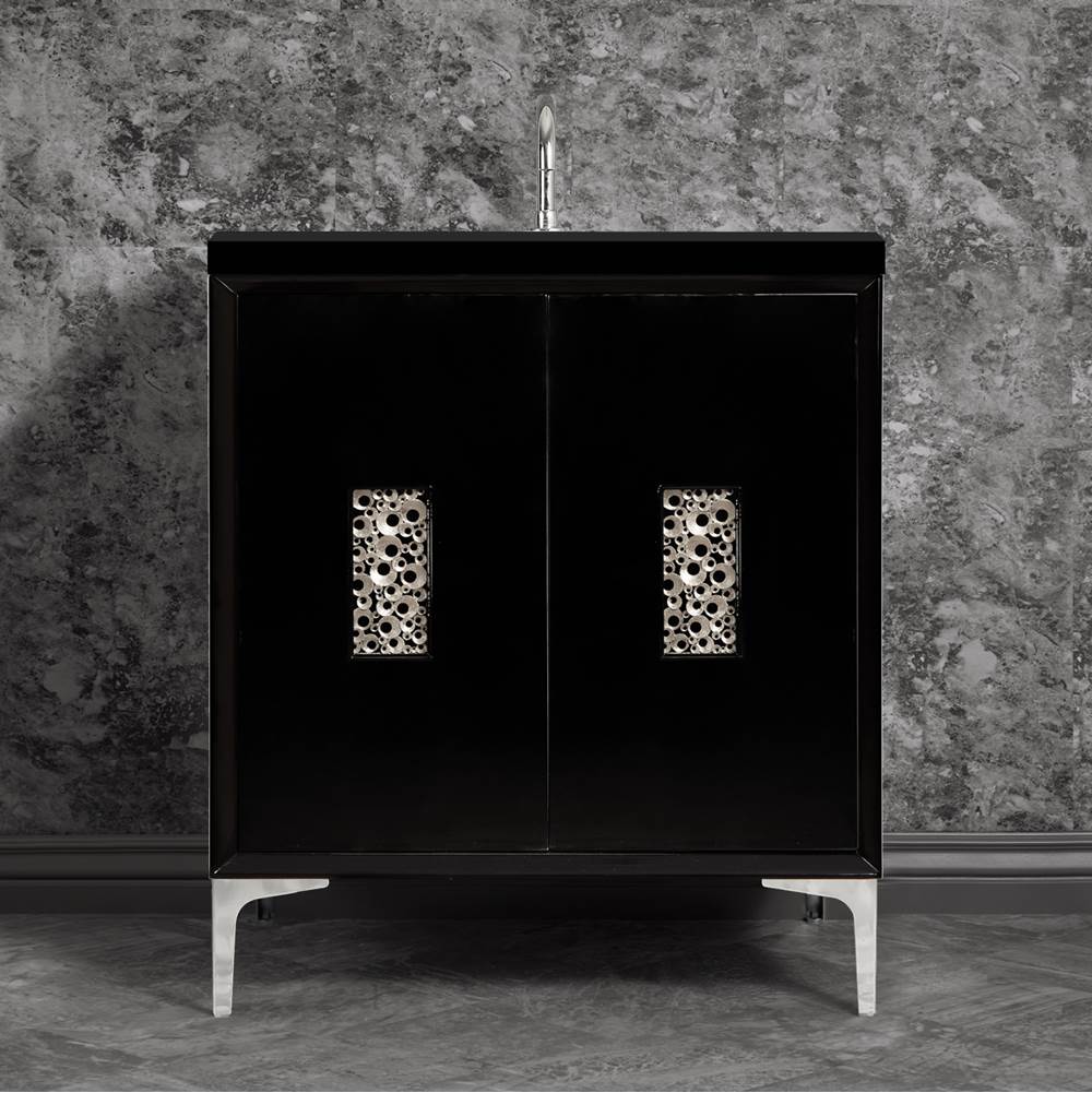Linkasink Frame 30'' Wide Black Vanity with Polished Nickel Coral Grate and Legs, 30'' x 22'' x 33.5'' (without vanity top)