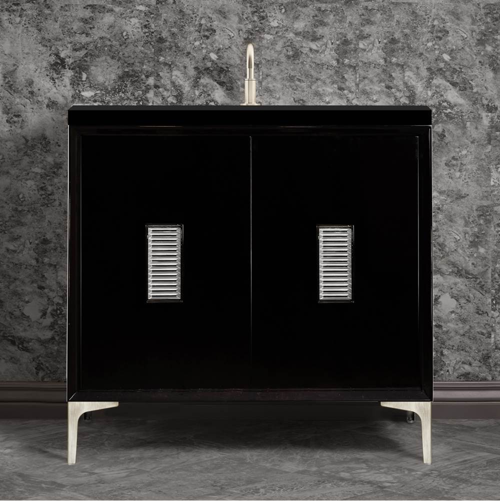 Linkasink Frame 36'' Wide Black Vanity with Satin Nickel Louver Grate and Legs, 36'' x 22'' x 33.5'' (without vanity top)