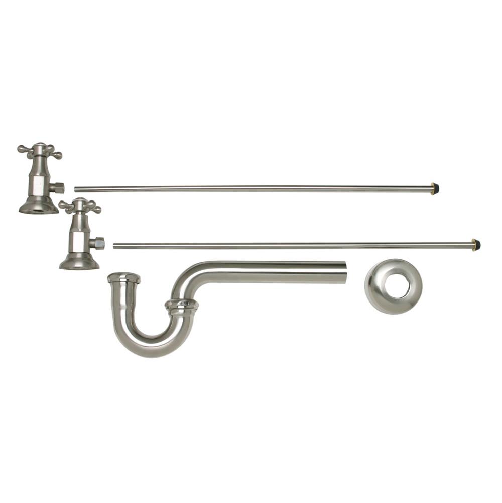 Mountain Plumbing Lavatory Supply Kit - Brass Deluxe Cross Handle with 1/4 Turn Ceramic Disc Cartridge Valve (MT4004X-NL) - Angle, P-Trap 1-1/4''