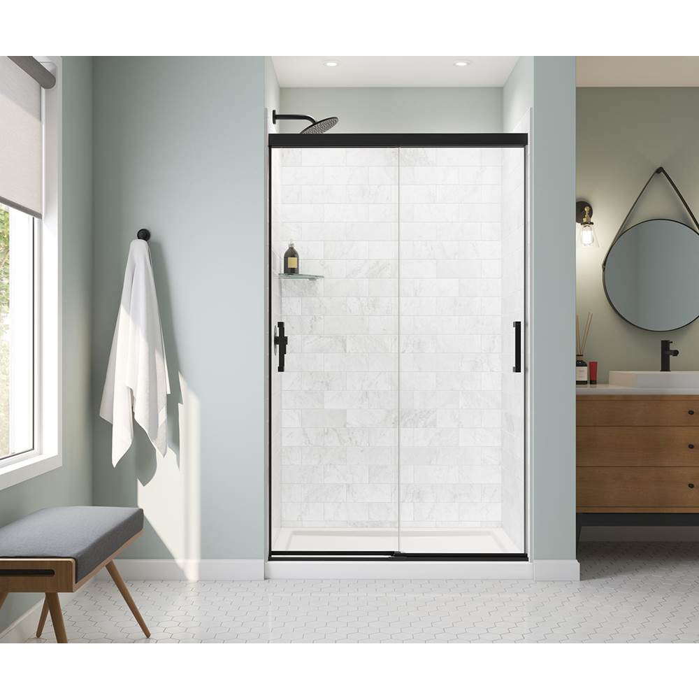Maax Incognito 76 44-47 x 76 in. 8mm Sliding Shower Door for Alcove Installation with Clear glass in Matte Black