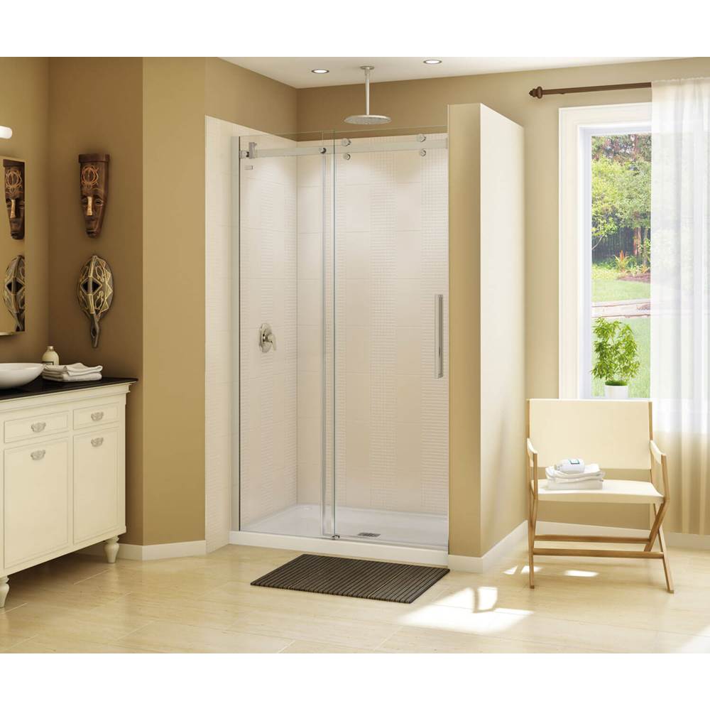 Maax Halo 44 1/2-47 x 78 3/4 in. 8mm Sliding Shower Door for Alcove Installation with Clear glass in Brushed Nickel