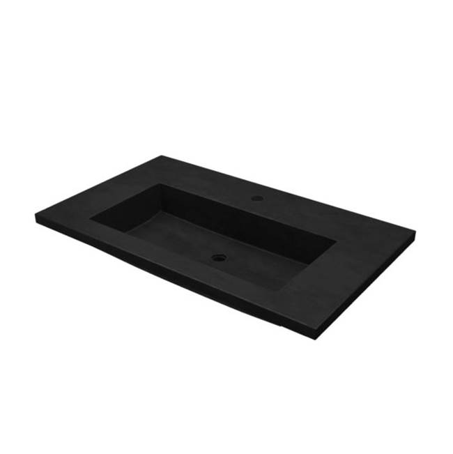 Native Trails 36'' Capistrano Vanity Top with Integral Trough in Charcoal - Single Faucet Cutout