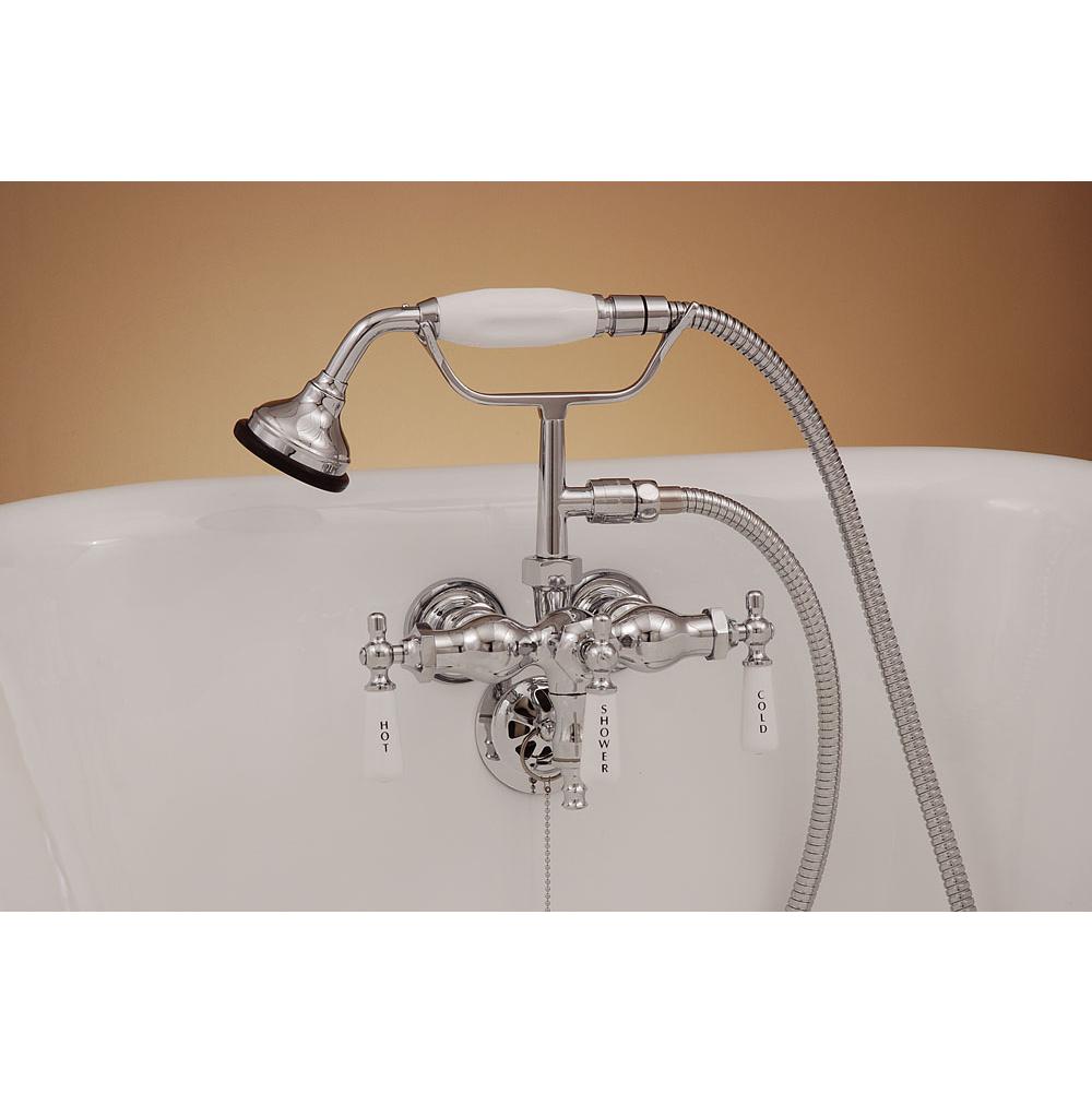 Strom Living Chrome Leg Tub Faucet With Handheld Shower