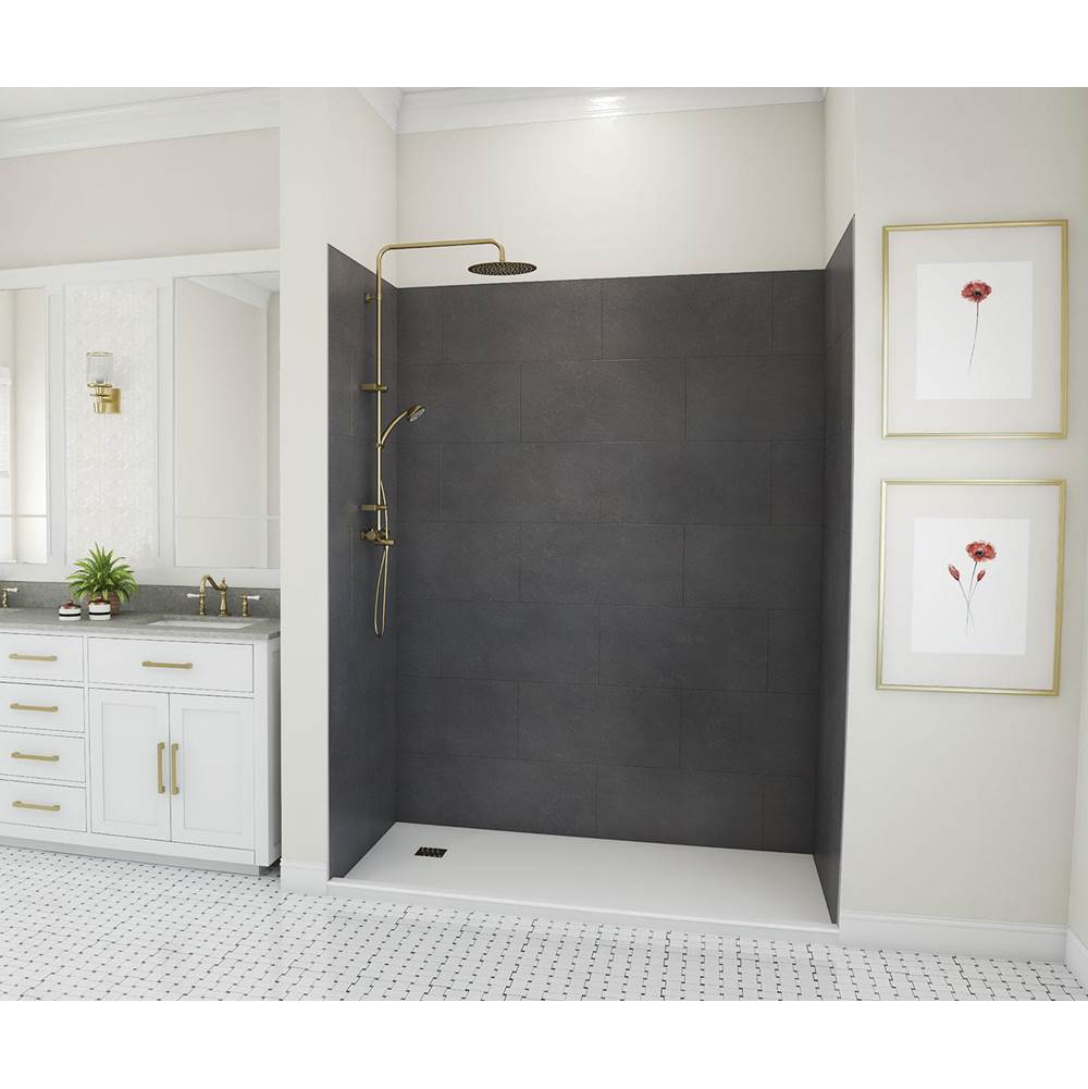 Swan TSMK84-3062 30 x 62 x 84 Swanstone® Traditional Subway Tile Glue up Shower Wall Kit in Charcoal Gray