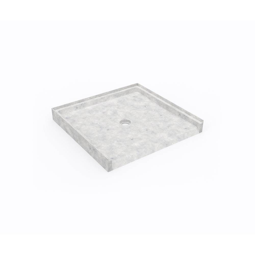 Swan STS-3738 37 x 38 Swanstone® Alcove Shower Pan with Center Drain in Ice