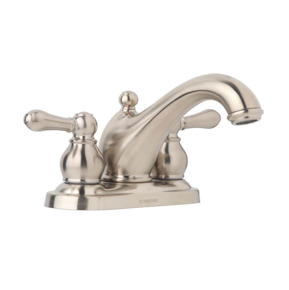 Symmons Allura 4 in. Centerset 2-Handle Bathroom Faucet with Drain Assembly in Satin Nickel (1.2 GPM)