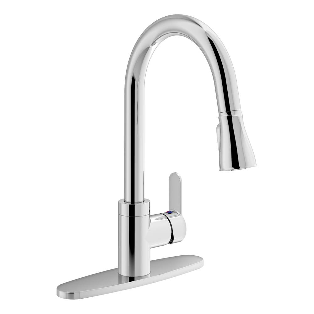 Symmons Identity Single-Handle Pull-Down Sprayer Kitchen Faucet with Deck Plate in Polished Chrome (1.5 GPM)