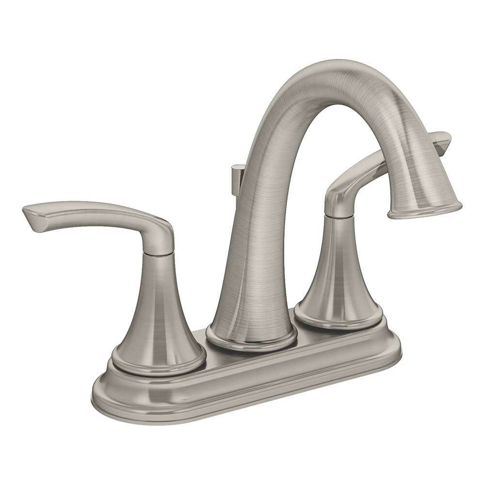 Symmons Elm 4 in. Centerset 2-Handle Bathroom Faucet with Drain Assembly in Satin Nickel (1.0 GPM)