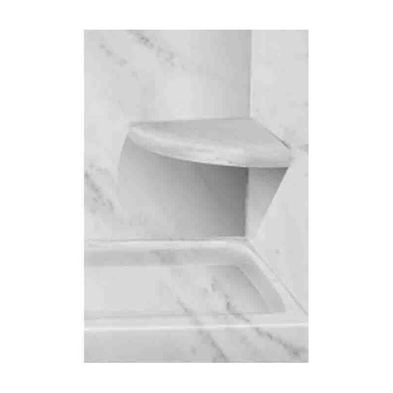 Transolid 14'' x 14'' Solid Surface Wall-Mount Corner Shower Seat in White Carrara