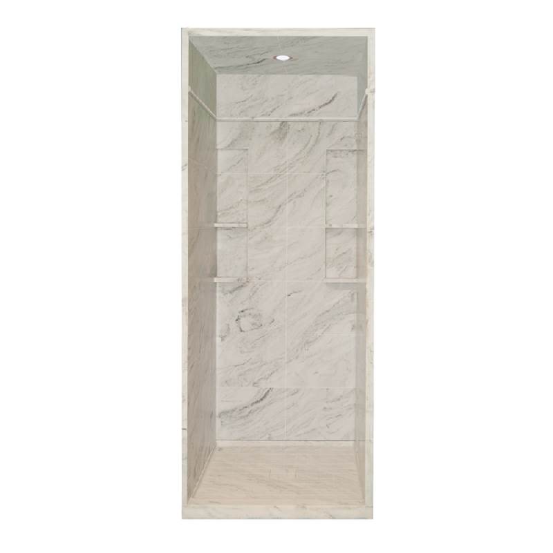 Transolid 36'' x 36'' x 95.75'' Solid Surface Alcove Shower Kit with Dome in White Carrara