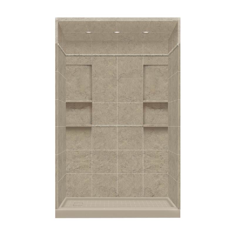 Transolid 32'' x 60'' x 95.75'' Solid Surface Left-Hand Alcove Shower Kit with Dome in Sand Mountain