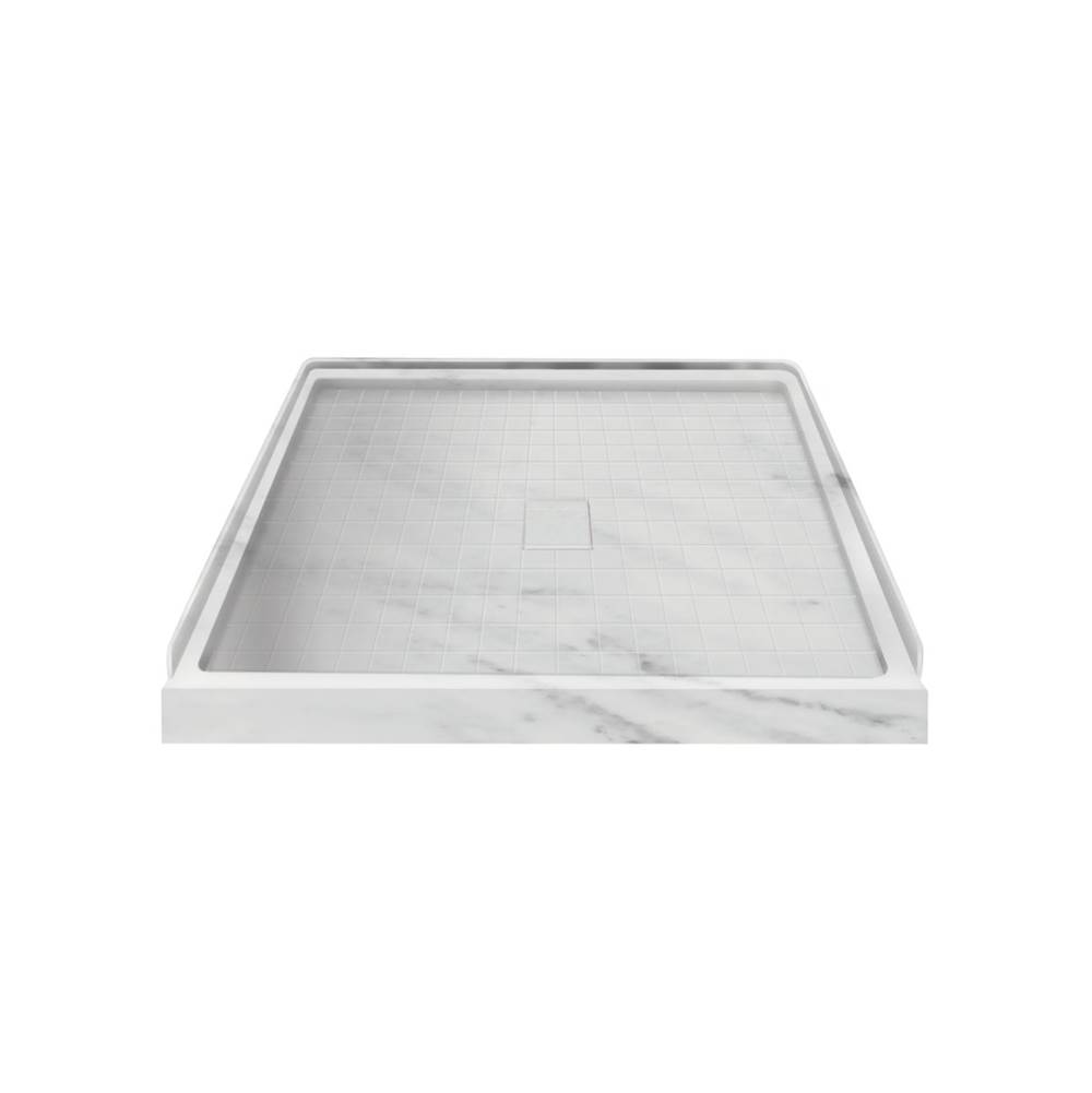 Transolid 36'' x 36'' Solid Surface Shower Base in White Carrara