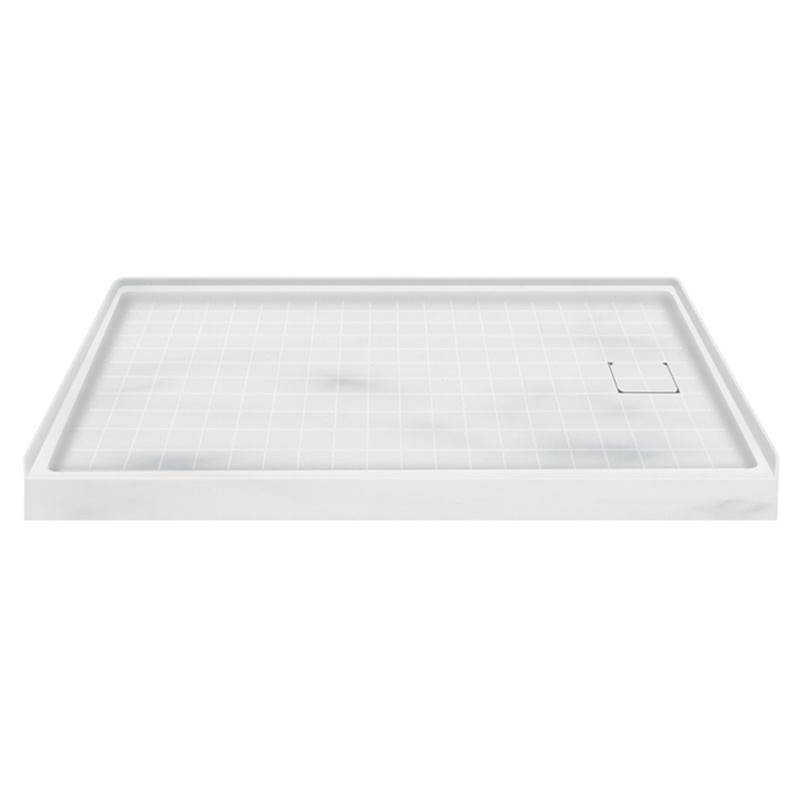 Transolid Solid Surface 60-in x 30-in Shower Base with Right Drain