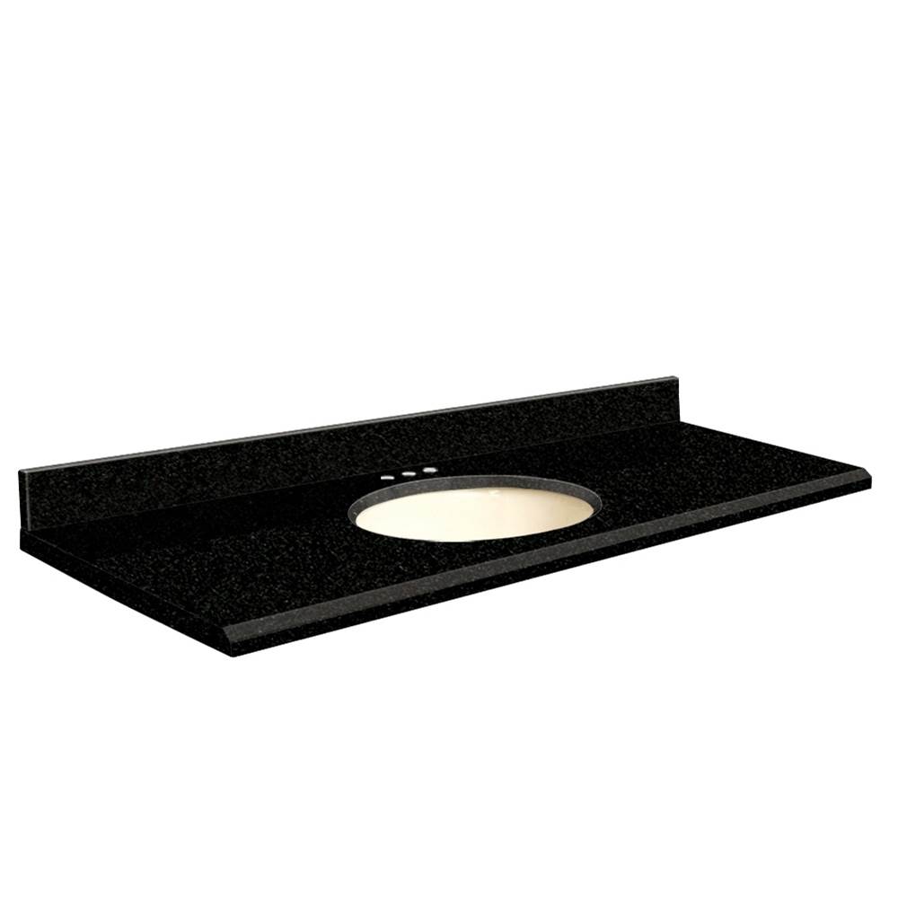Transolid Granite 61-in x 22-in Bathroom Vanity Top with Beveled Edge, 8-in Centerset, and Biscuit Bowl in Absolute Black Top, Biscuit Bowl