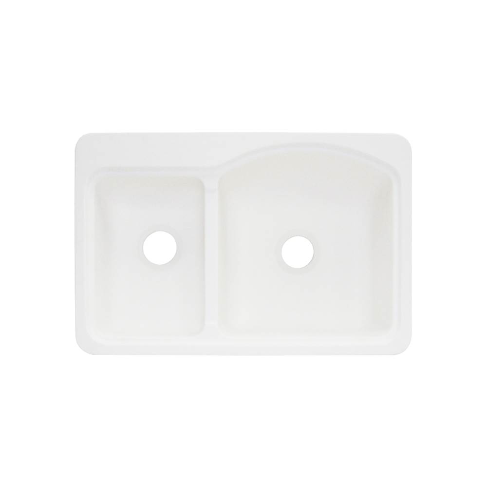 Transolid 33in x 22in Top Mount Self-rimming Cambridge Kitchen Sink in White