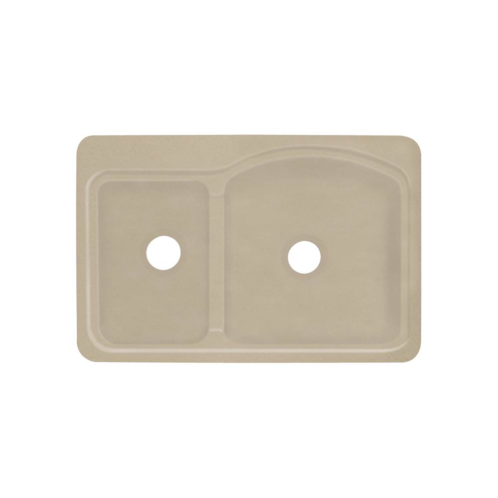 Transolid Cambridge 33in x 22in Solid Surface Drop-in Double Bowl Kitchen Sink, in Matrix Sand