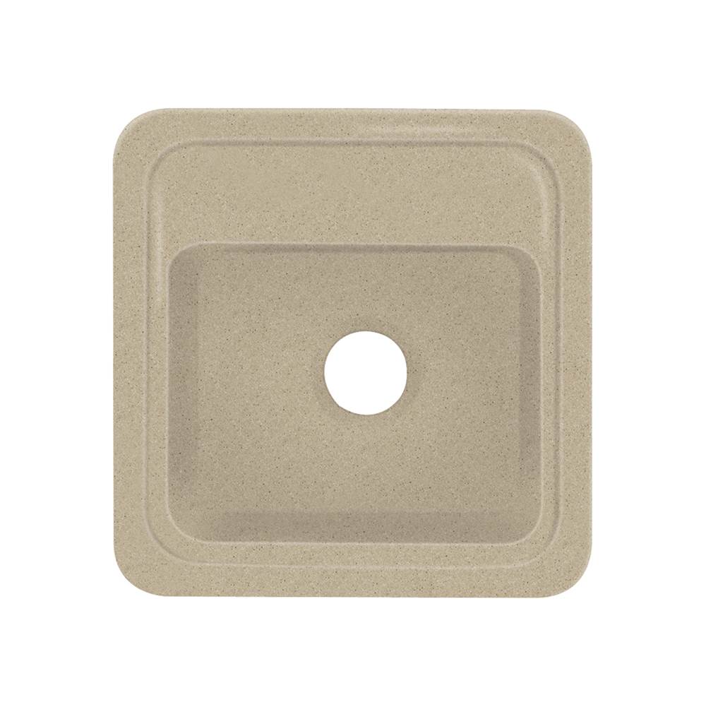 Transolid Concord 18in x 18in Solid Surface Drop-in Single Bowl Kitchen Sink, in Matrix Sand