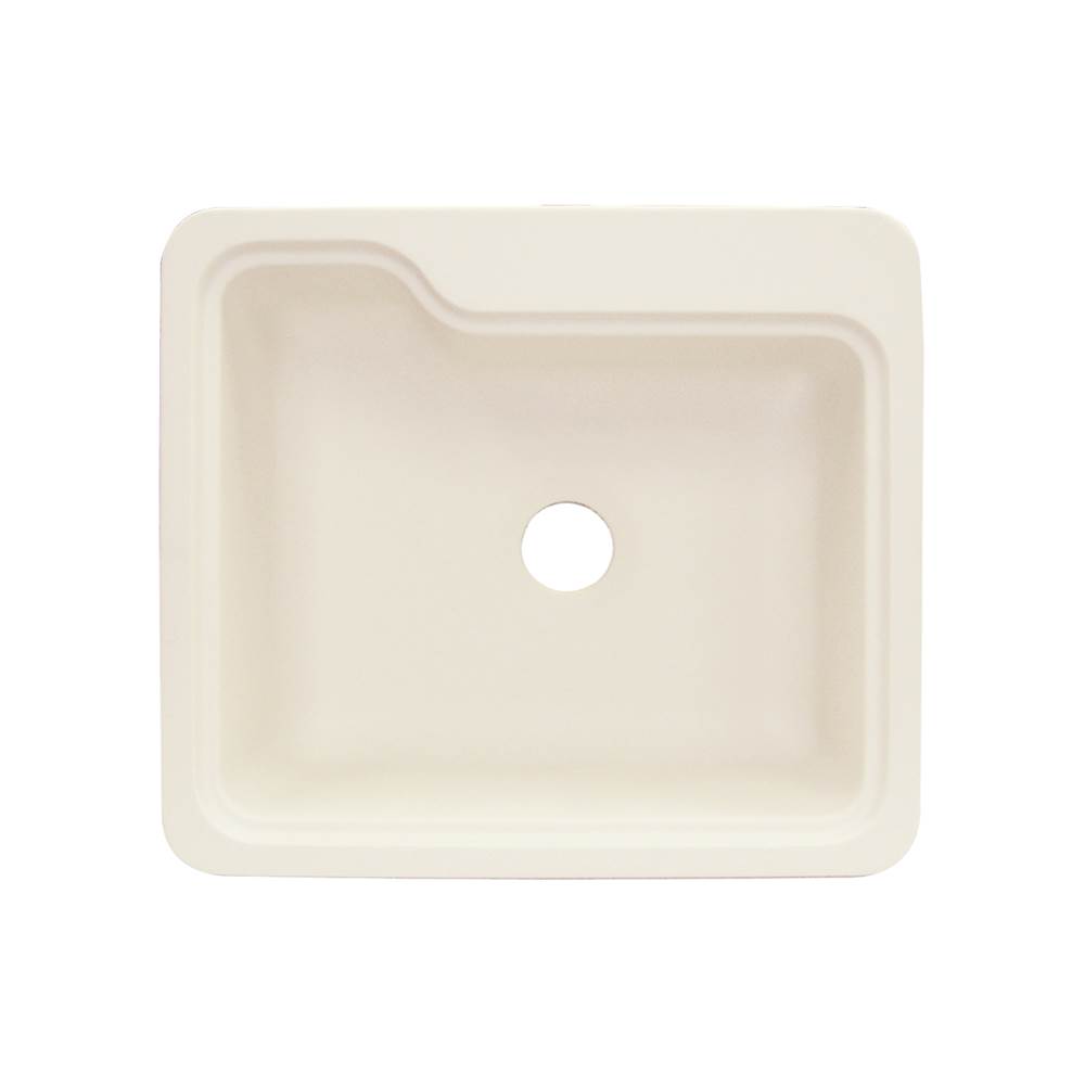 Transolid Portland 25in x 22in Solid Surface Drop-in Single Bowl Kitchen Sink, in Almond