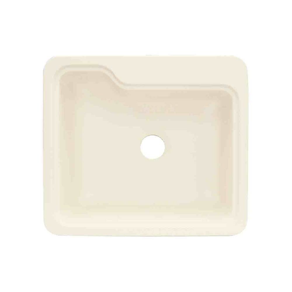 Transolid Portland 25in x 22in Solid Surface Drop-in Single Bowl Kitchen Sink, in Biscuit