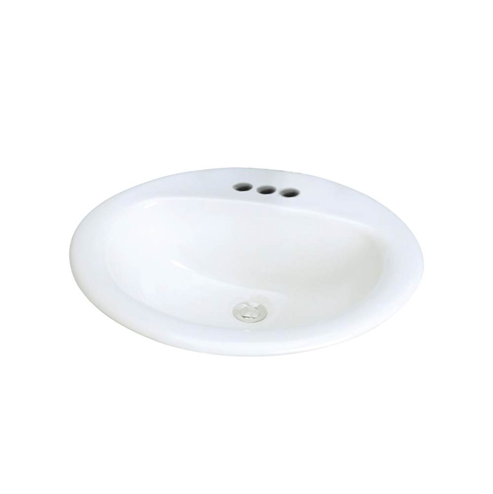 Transolid Akron Vitreous China 20-in Drop-in Lavatory with 4-in CC Faucet Holes