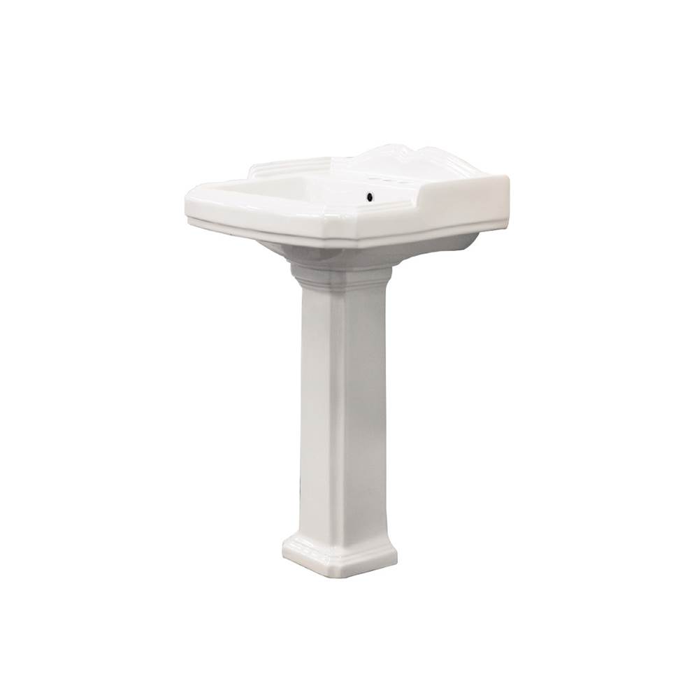 Transolid Harrison Vitreous China 22-in Pedestal Sink with 4-in CC Faucet Holes