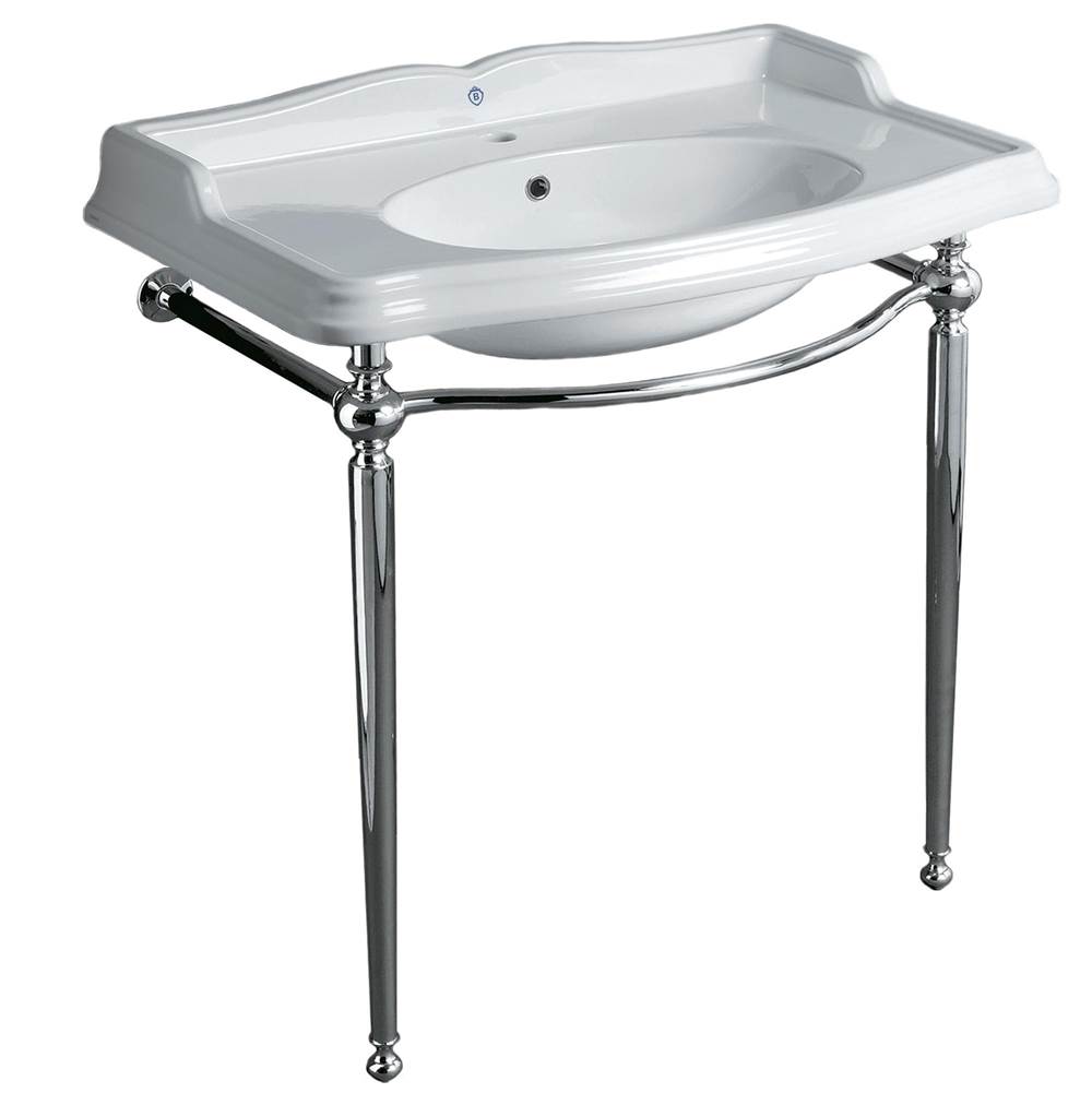 Whitehaus Collection Britannia Large Rectangular Sink Console with Front Towel Bar and Single Faucet Hole Drill